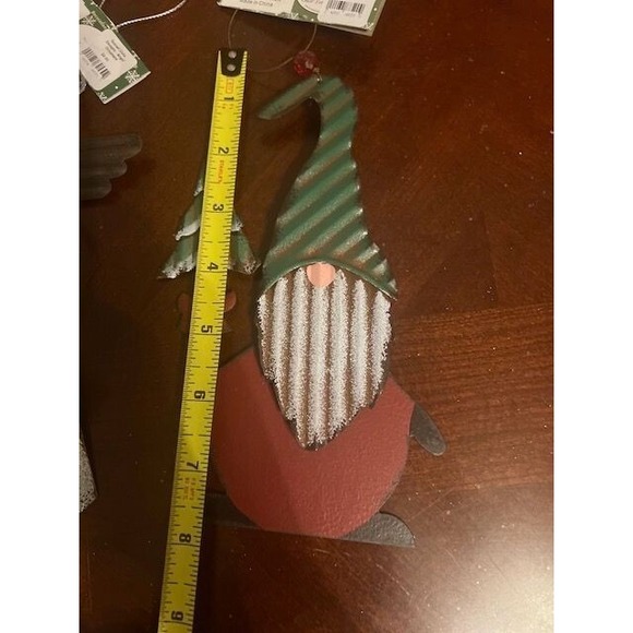 Christmas Ornaments: Santa Snowman Angel & Gnome Set Of 4 Holiday Bliss Metal - Picture 2 of 8